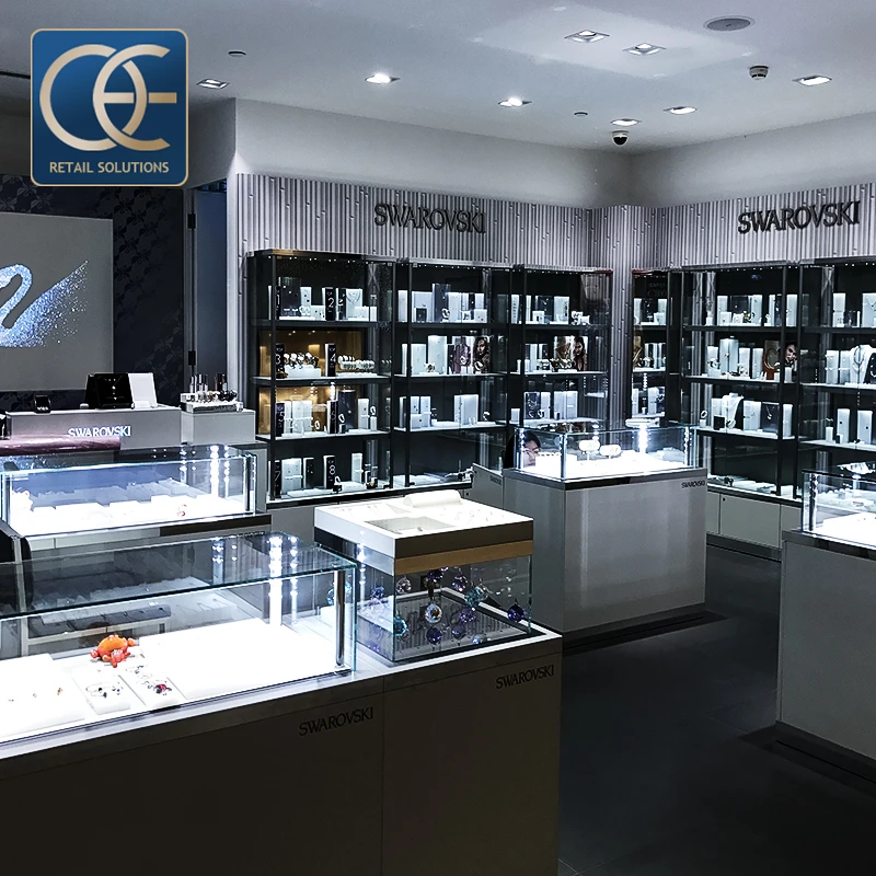 3D Design Shop Layout Customized Modern Gold Shop Interior Design Jewellery Display Wood