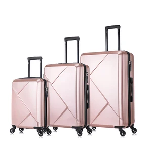 3 Pcs Trolley Luggage Travel Bags Suit case Rose Golden Color Abs 20 24 28 Inch Trolley Luggage