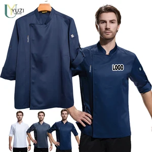 High Quality Hotel Workers Clothing for Catering Staff Clothing Custom Logo Seven-Minute Sleeve Chef Jacket Clothing