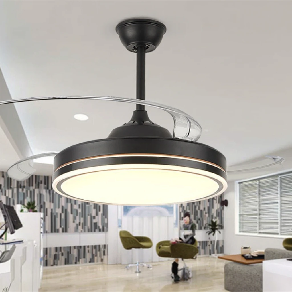 HFBH Led Ceiling Fan Dc Silent Motor 6 Speed Remote Control Modern Led Retractable Ceiling Fan