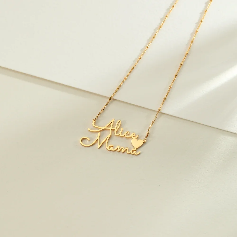 Collana Regalo Donna Personalizzata Collana Targa Personalizzata Con Nome, Placcata Oro 14K, Doppia Scritta 3D – Regalo Perfetto Per Lei, Qualsiasi - Foto 6