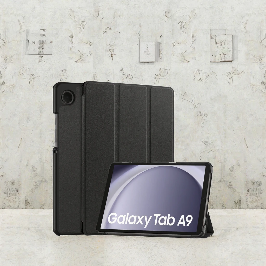 product 2023 premium leather stand flip trifold case for samsung for galaxy tab a9 87 inch x110 x115 cover new model sm x110 sm x115-3