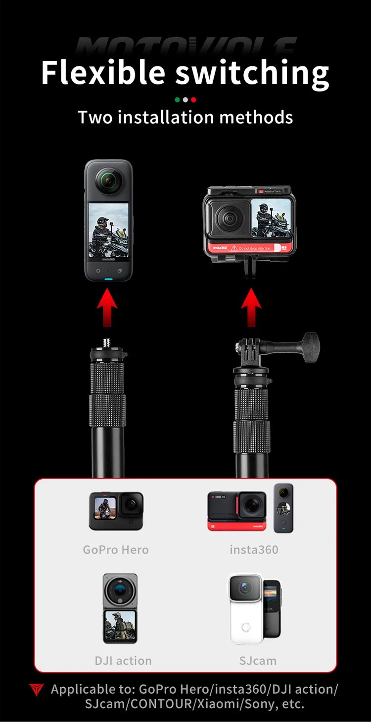 MOTOWOLF Motorcycle Multifunctional Adjustable Aluminum Alloy Camera Holder for Motorcycle