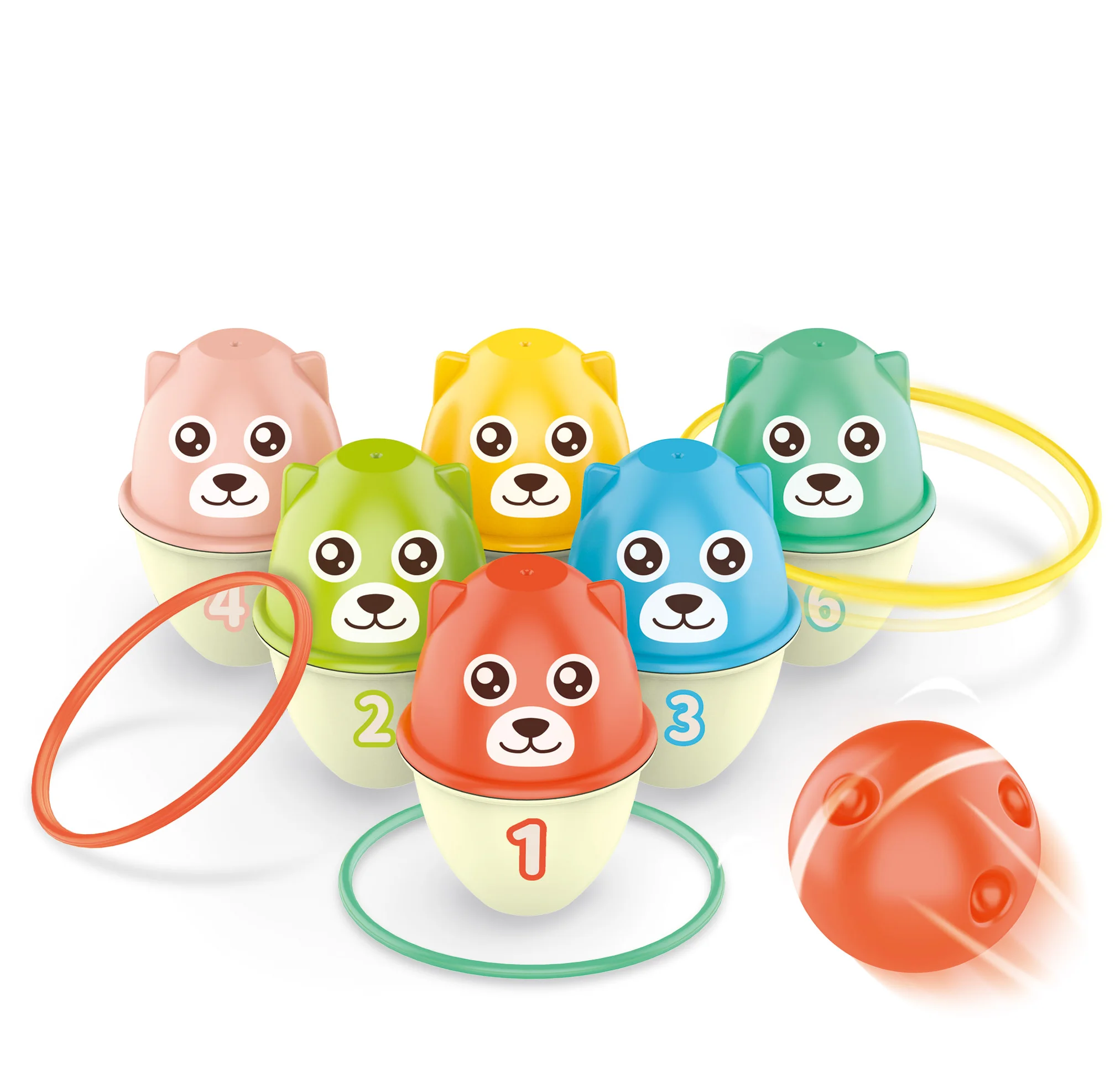 Colorful Educational Loop Bowling Balls Outdoor Sports Toys for Kids 2-4 Years Detachable ABS Plastic Material Fun Playing
