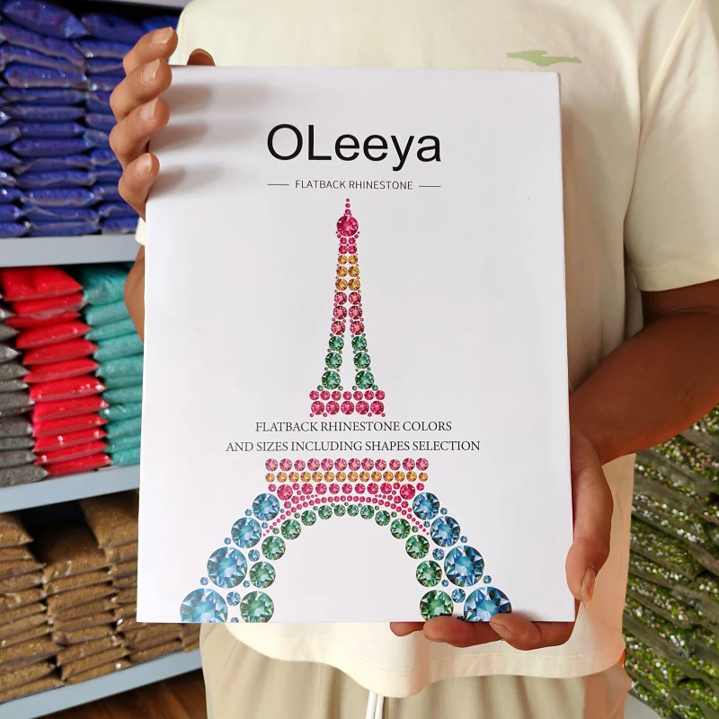 OLeeya Factory Various Color Chart Glass No Hot Fix Rhinestone Over 400 Colors Crystal Rhinestone Color Card Use for Reference