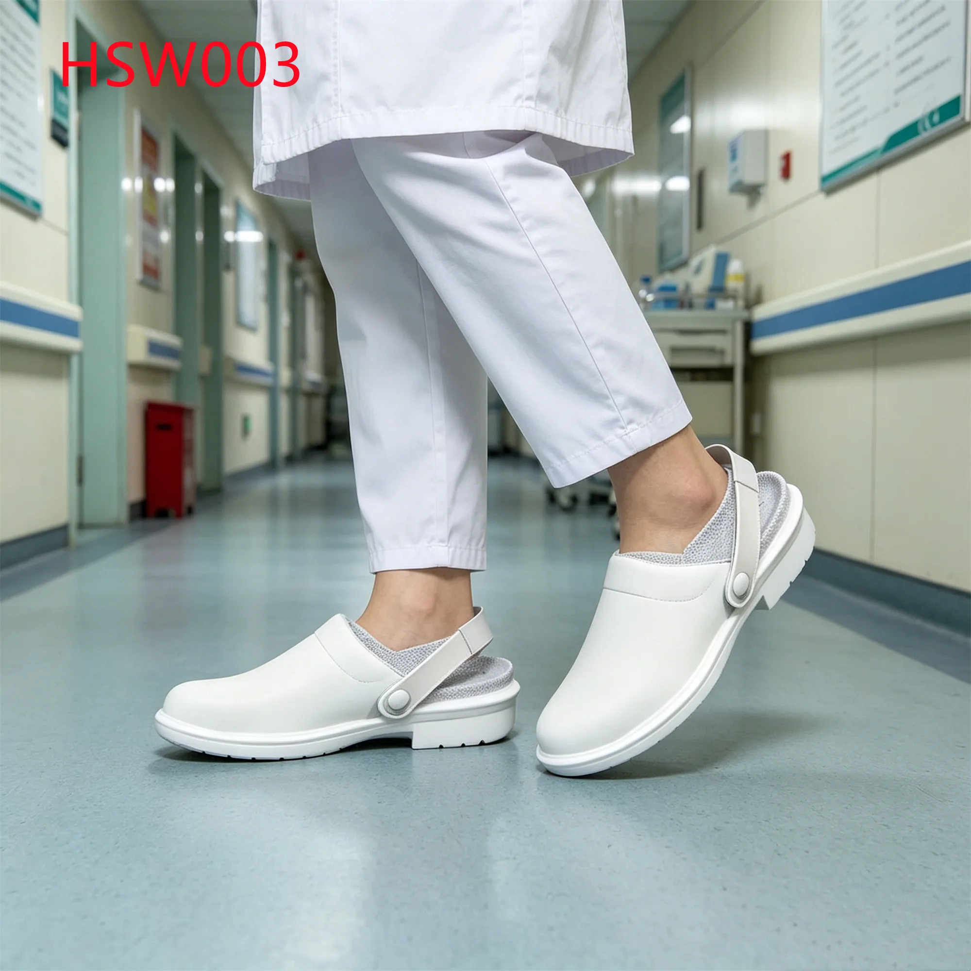 LXG,Medical Center Adjustable Belt Design White/black Safety slippers Dental Office Reduces Sweating&odor Work Clogs HSW003