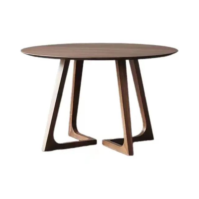 Hot Selling Modern Wood Round Dining Tables High Quality Walnut Solid Coffee Dining Table Set for Home Restaurant