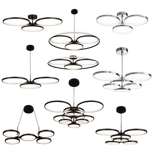 New Design Round LED Chandelier Modern Style Matte Black Simple Living Room Hanging LED Pendant Lights