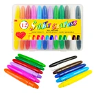 12 Colors Easy To Hold Silky Large Non Toxic Washable Twistable Crayons