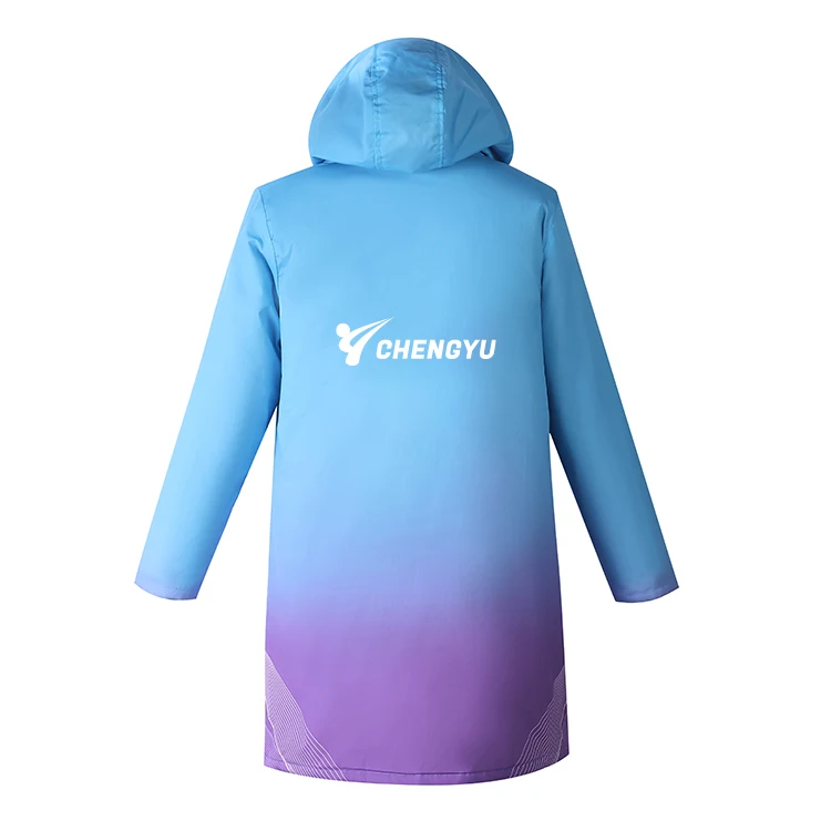 Custom Logo New Design Waterproof Swimming Parka Outdoor Coat Jacket With Hood Swim Changing Robe Wo