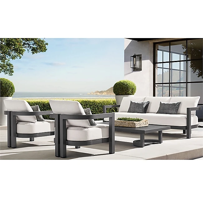 Luxury Outdoor Furniture All Weather Living Room Aluminum Sectionals Sofa Garden Set Hotel Patio Black