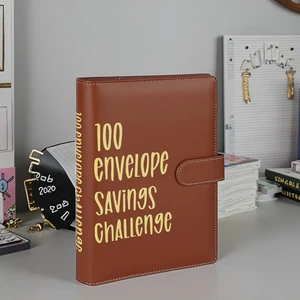 Custom A5 PU Leather Cash Envelopes Budget Planner Expense Tracker Money Saving Binder Organizer