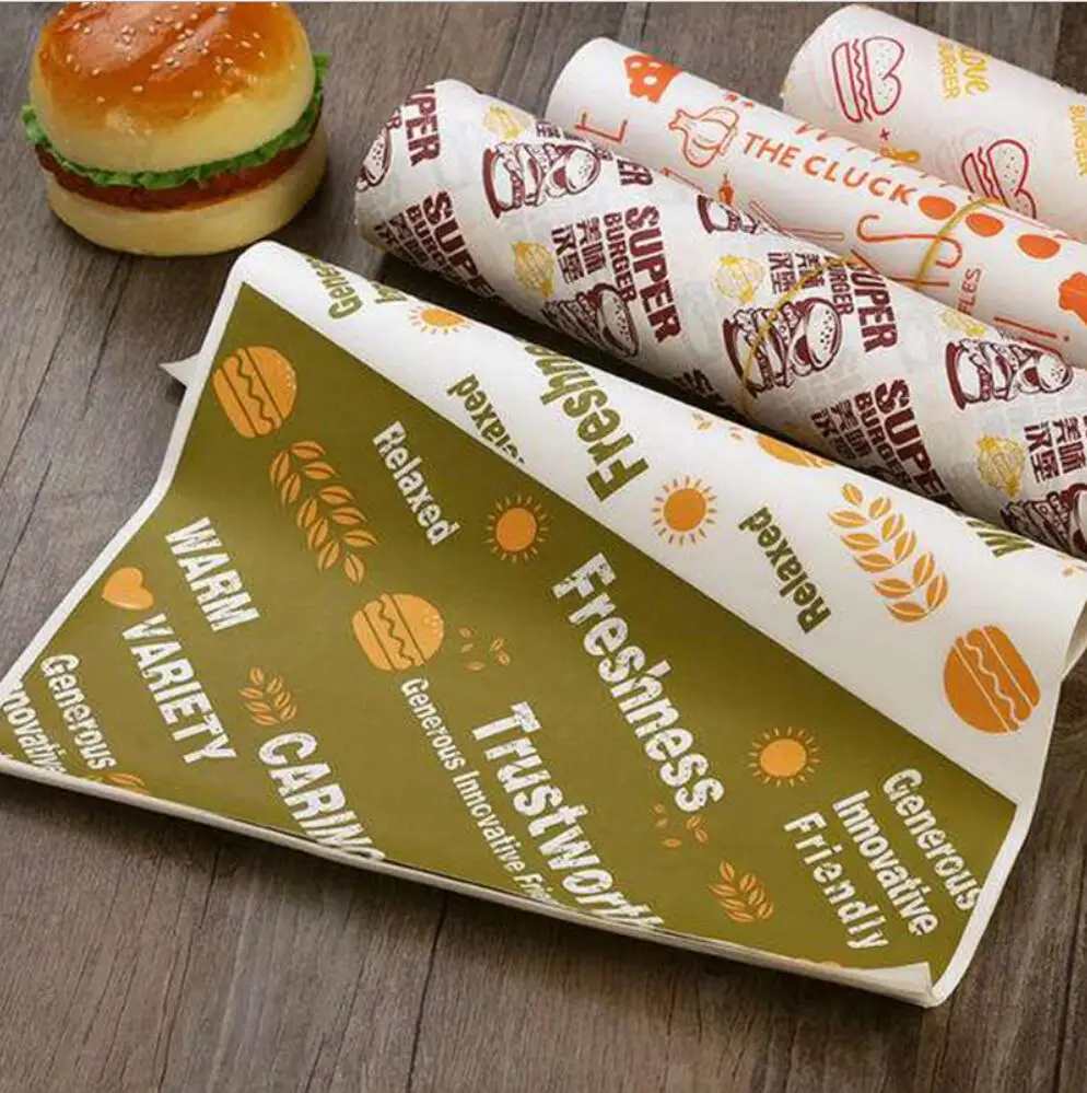 Wax Paper Burger Wrap Food Wrapping Paper Custom