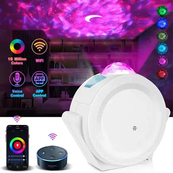 Smart life wifi APP starry sky projector galaxy projector star moon ocean voice music control LED night light lamp for kid gift