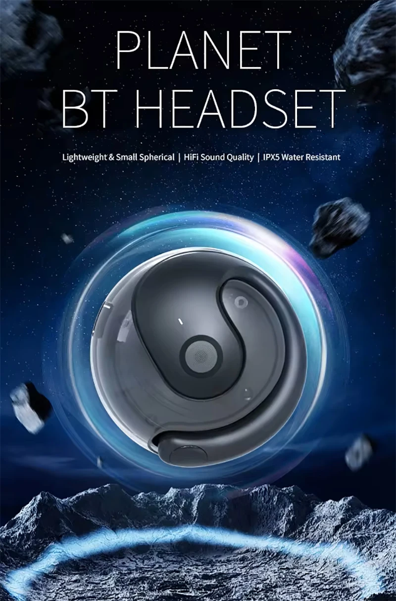 True Wireless Over-Ear Headsets LED Battery Indicator Noise Reduction FM Radio Mini Stereo Earphones Gaming Sports Waterproof