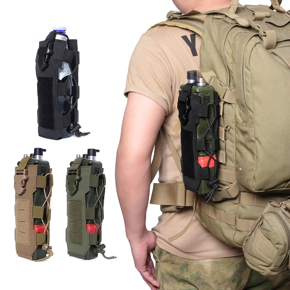 Tactical Molle Water Bottle Pouch Bag Outdoor Travel Hiking Drawstring Water Bottle Holder