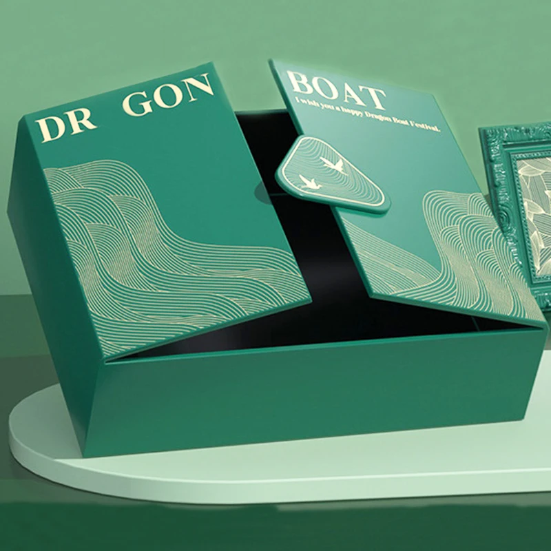ISO9001 Double Door Design Gift Box for Dragon Boat Festival Hot Gold Silver Logo Printed Rice Dumpling Packaging Boxes Paper
