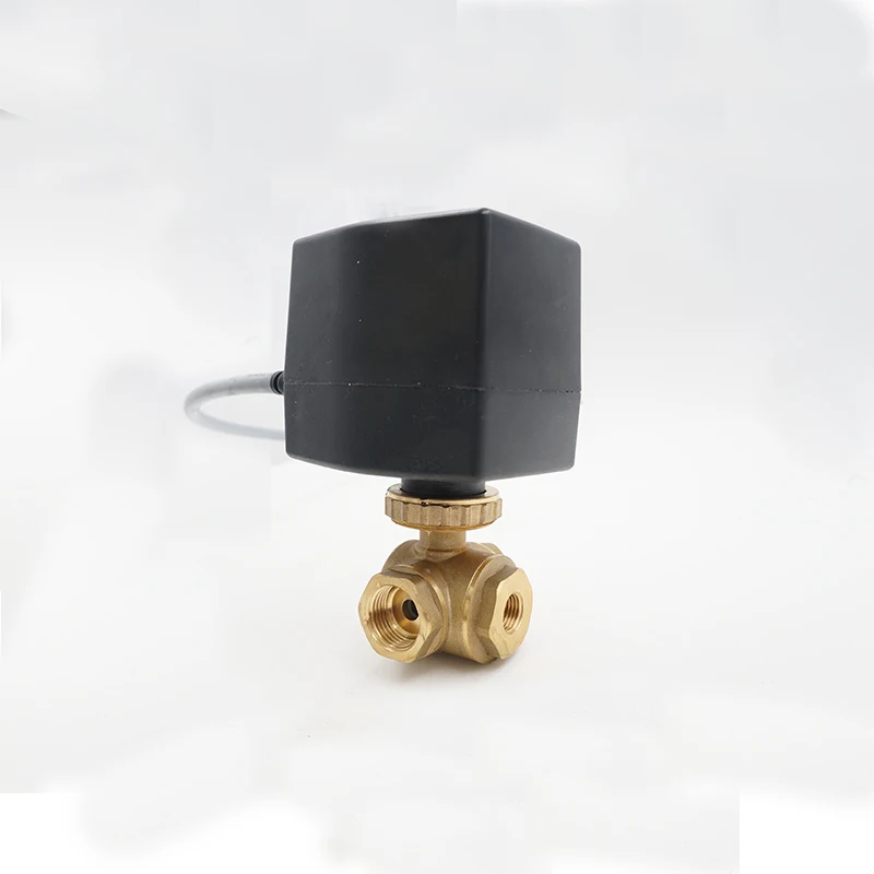 3-way Motorized Valve Electric Actuator Brass Water Control Ball Valve DN20