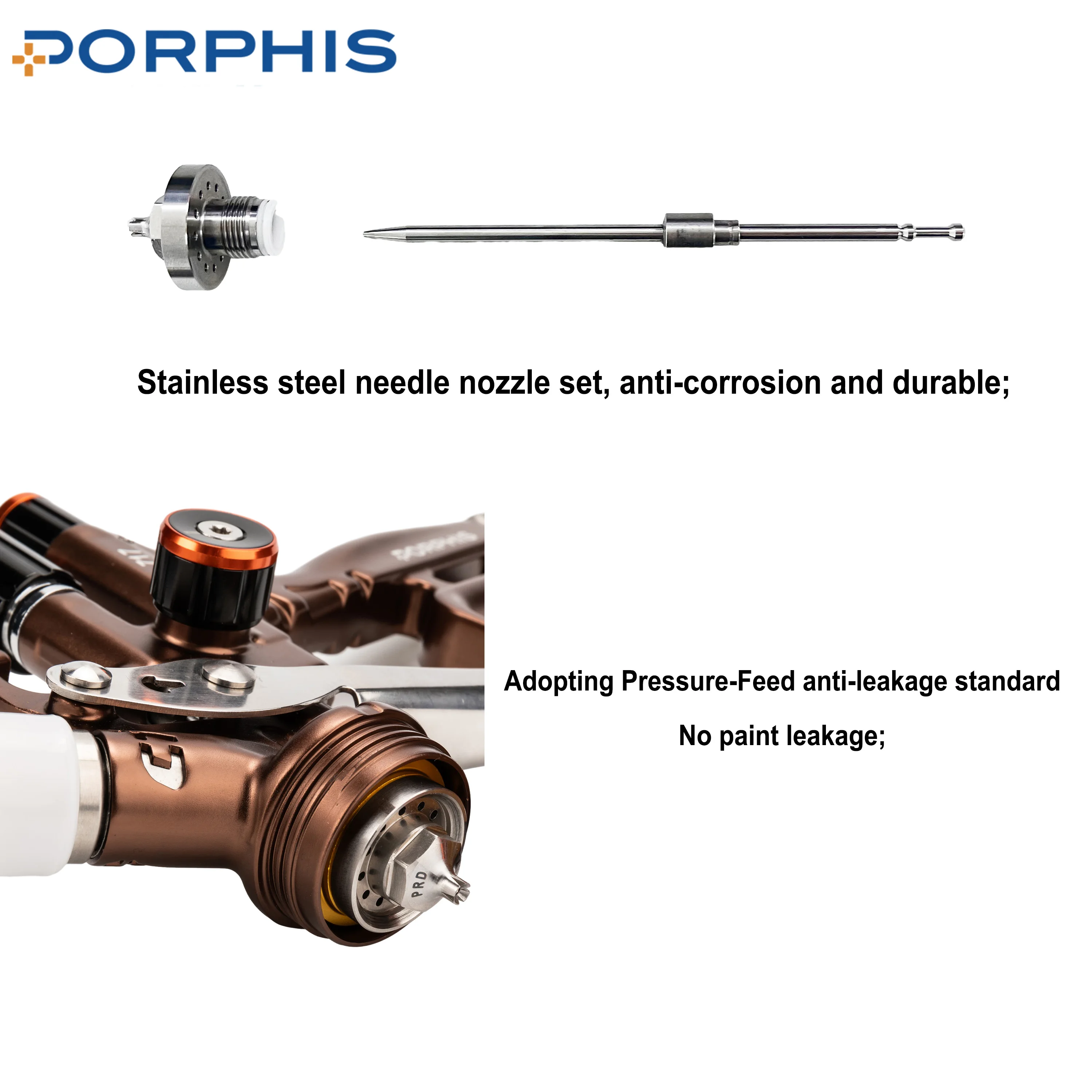 Porphis Prd-717 1.3mm Split Nozzle Gravity Feed Airbrush Pneumatic Tool ...