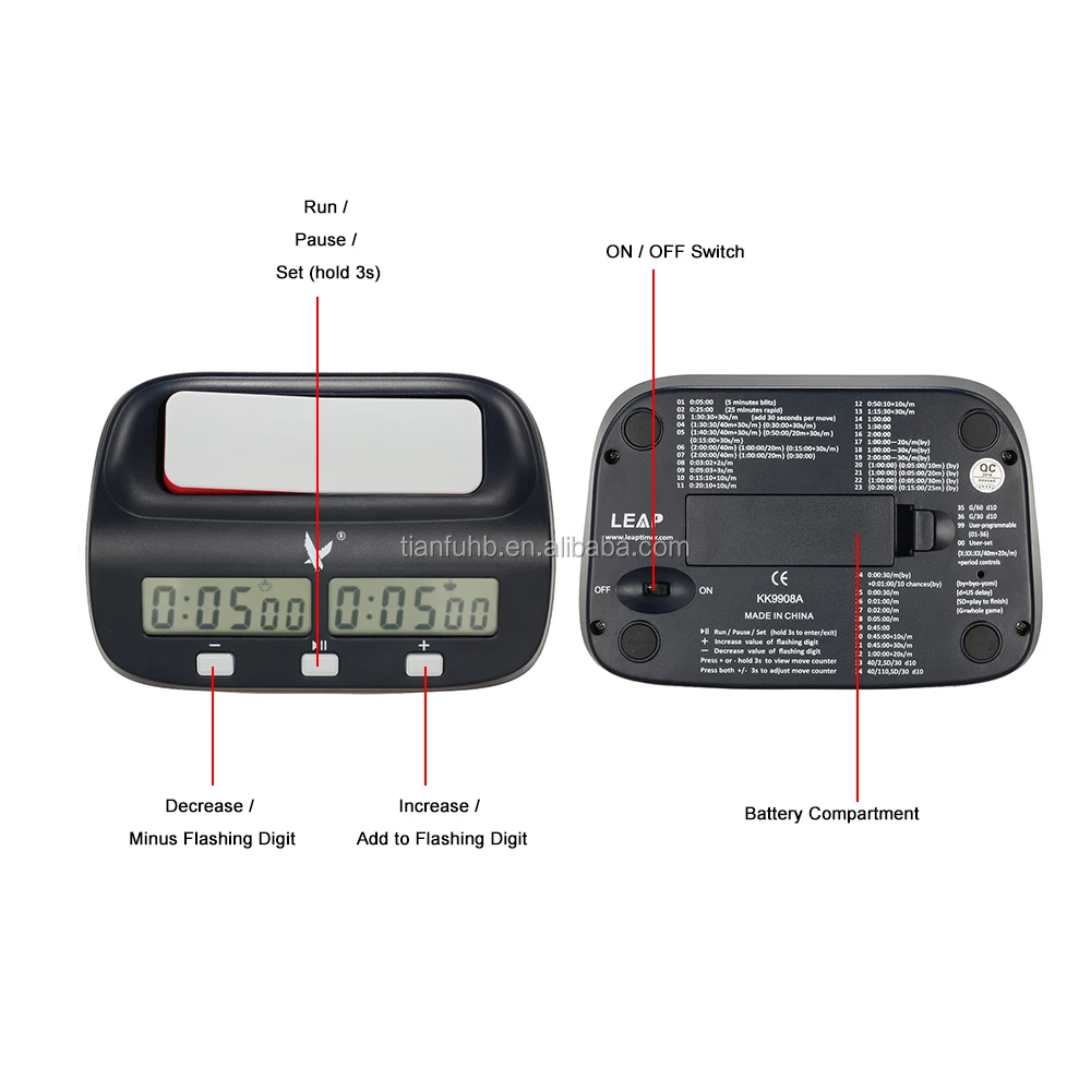 KK9908 FIDE Approved Chess Clock Professional Intelligent Chess Timer High Quality Timer for Chess Board Game