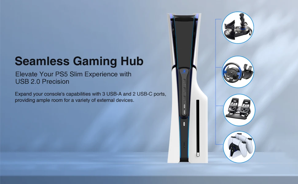 Honcam Usb Hub For Ps5 Slim Accessories 4 Usb Ports Highspeed