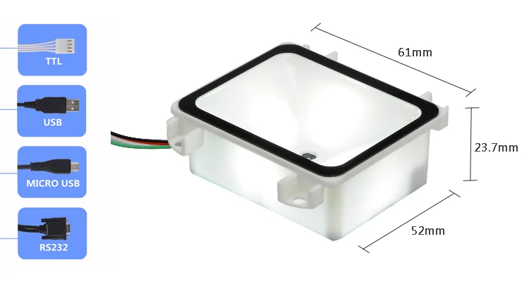 Mini 2D Barcode Scanner Embedded Smallest Omnidirectional QR Code Reader Module Kiosk Arduino
