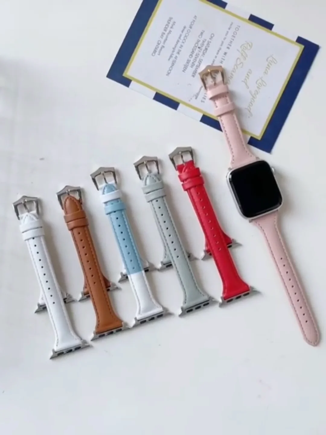 Luxury Slim Genuine Leather Smart Watch Band For Apple Watch Series 8 7