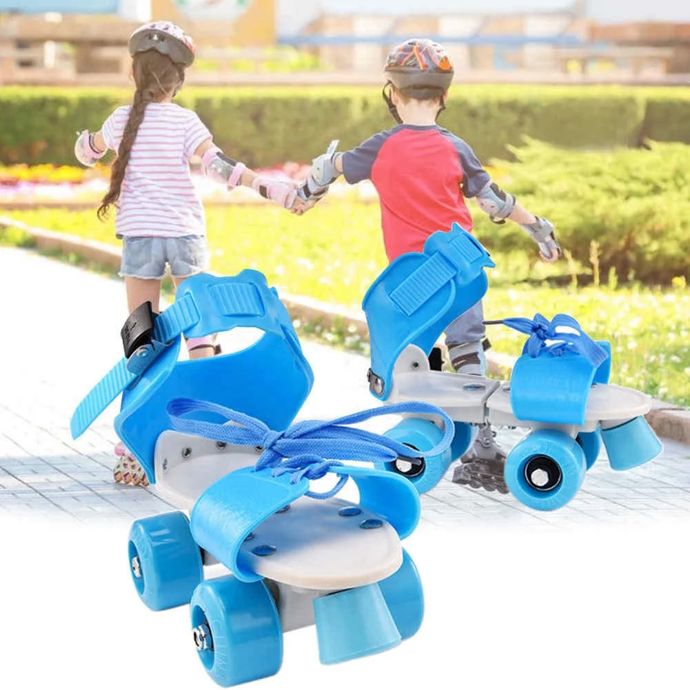 Four Wheel Roller Adjustable Non Slip Wear Resistant Fixed Portable Children Double Row Outdoor Kids Skate Shoes