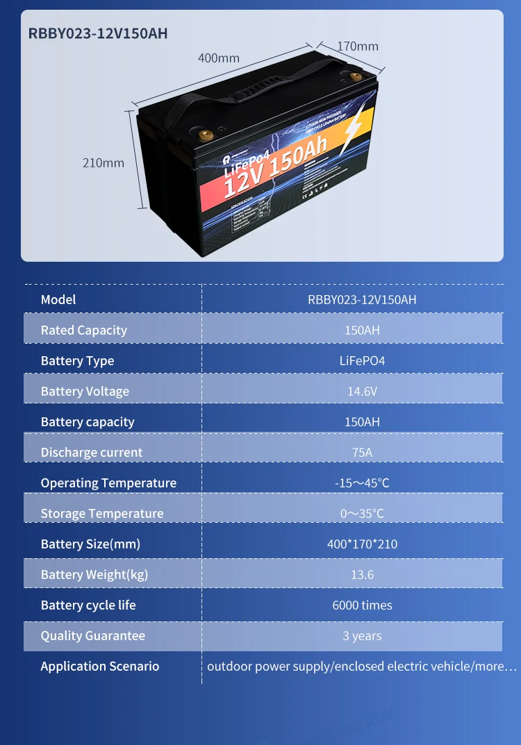 Rechargeable Bms Lifepo4 Long Life 12v 60ah 100ah 150ah Lithium Iron ...