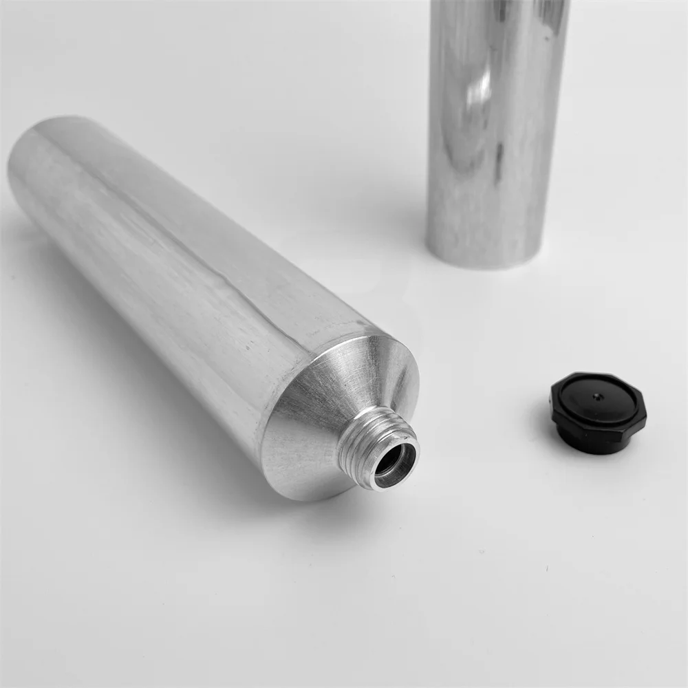 MOQ 150pcs 3oz 100ml Aluminum Empty Aluminium Tube Squeeze Tubes  with Plastic Black Octagonal Lids 1box