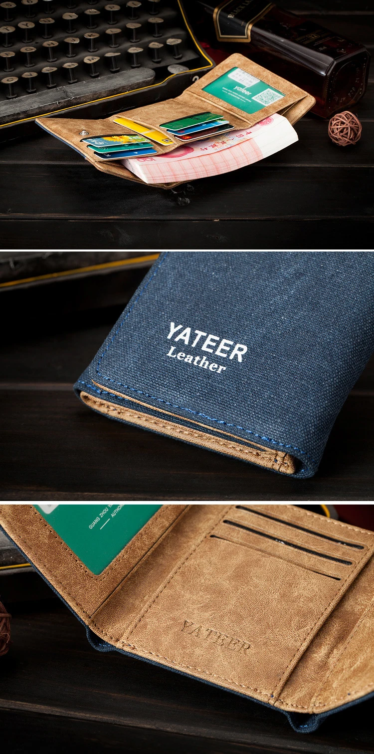 Wholesale YATEER top quality PU leather men wallet fashion splice