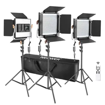 Neewer 2 Packs Advanced 480 LED Video Light Photography Lighting Kit, LED Panel with LCD Screen, Wireless Remote and Light Stand