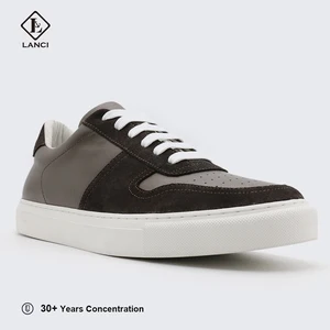 LANCI  Odm Oem Shoe Manufacturer High Quality  Handmade Custom Shoes Brown Leather Sneakers Men logo