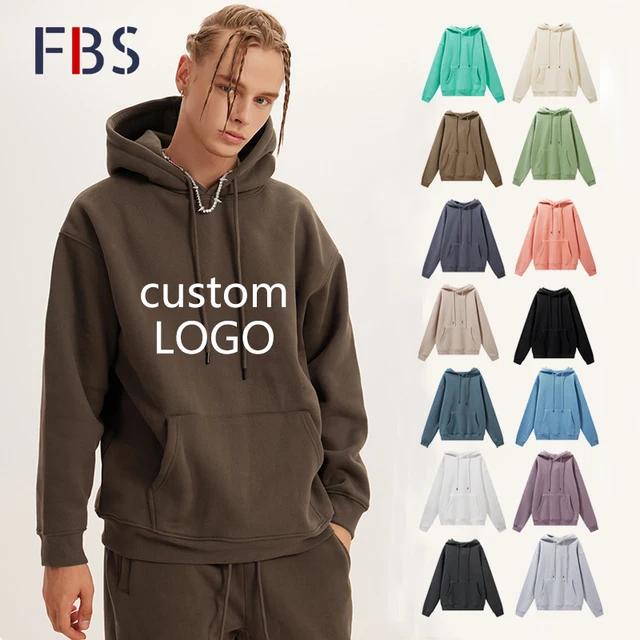 High Quality men's hoodies & sweatshirts Casual Solid custom logo 345 gsm Heavy weight puff printing hoodie  custom hoodies