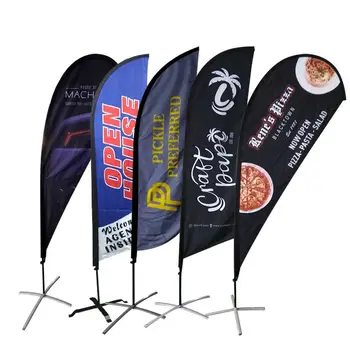 No Moq Free Sample Hot Selling Advertising Custom Flying Banners Barbershop Feather Flying Style Outdoor Advertising Beach Flag