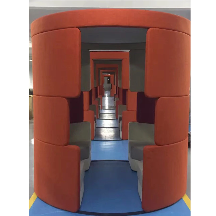 Cylindrical Shape Fabric Office Sofa for Private Meeting & Reception Elegant Meeting Booth Seatingg
