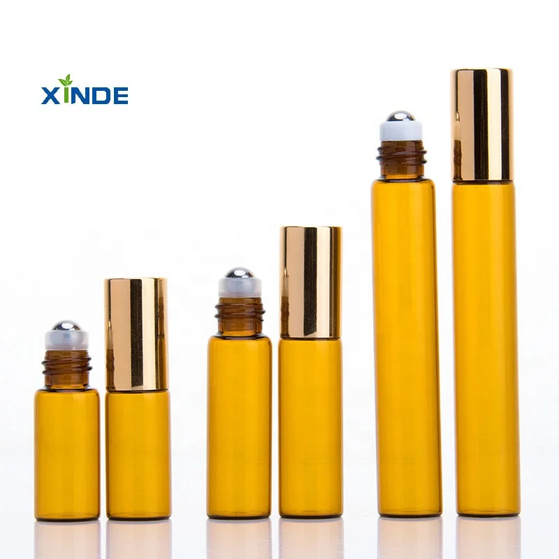 20ml perfume bottle cosmetic amber clear roll on glass with metal balls for essential oil packaging hot sales