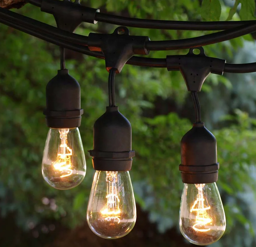 Factory Price 48ft String Lights Outdoor S14 Edison Bulb Christmas Water Proof Commercial  Led Decoration Light String