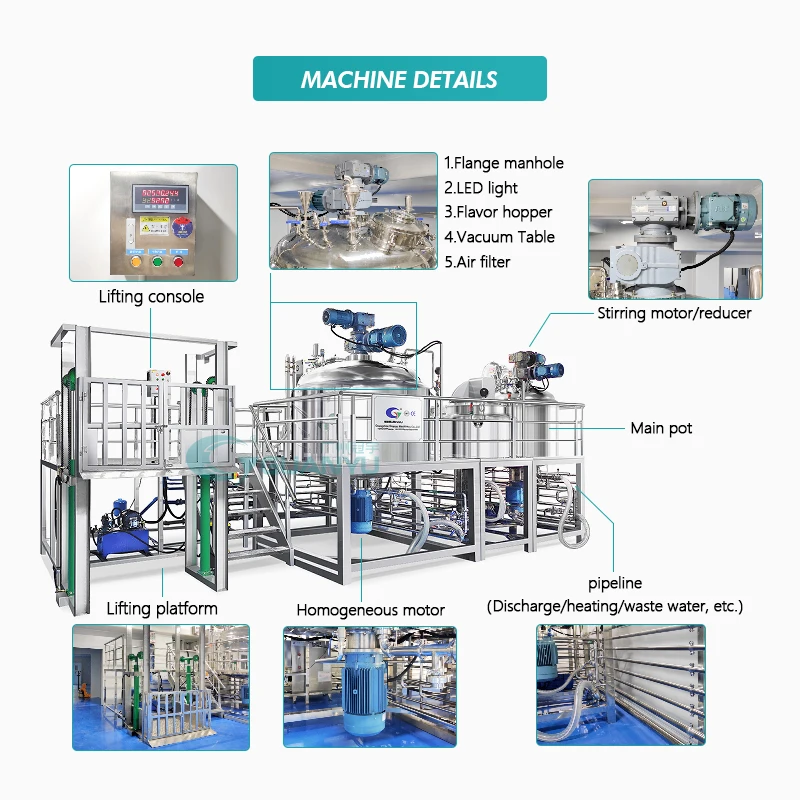 emulsifying machine cream tomato paste production line vacuum homogenized mixer toothpaste making