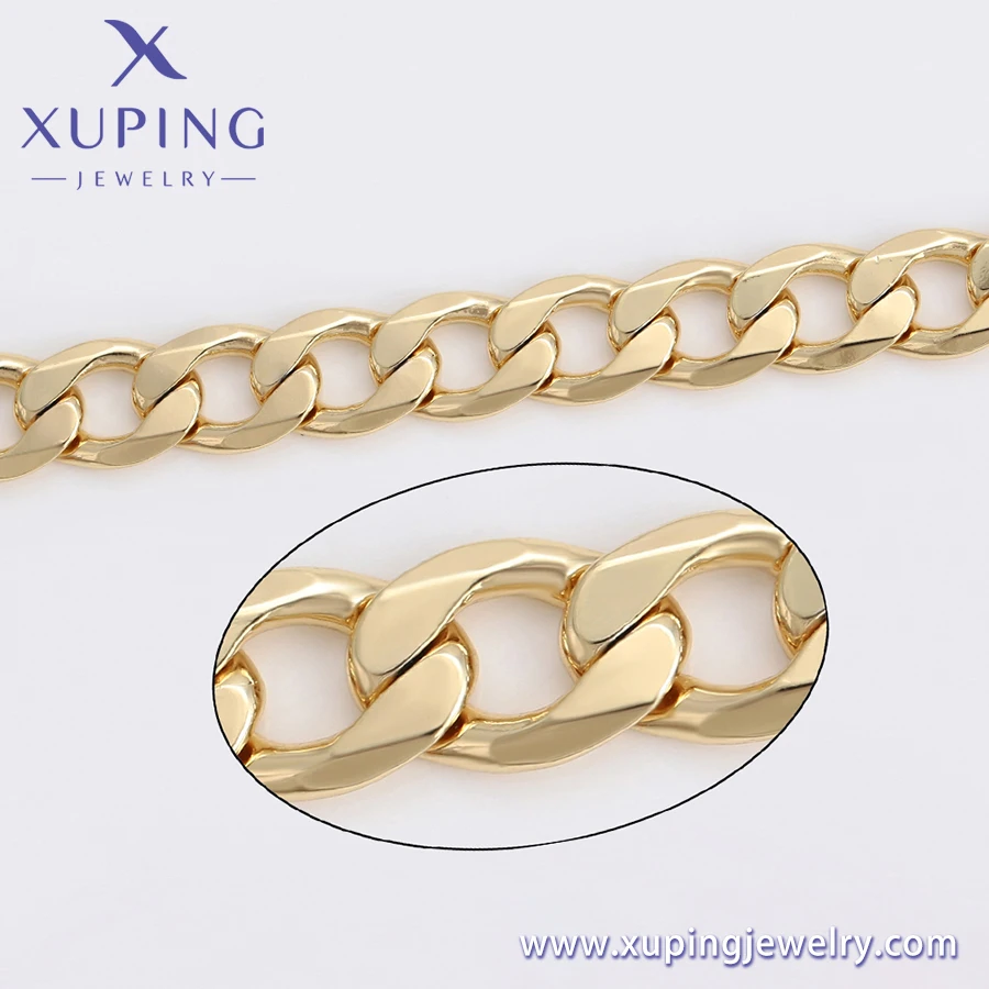 Xuping  Jewelry Environmentally Friendly Copper 14k Gold Plated Cuban Chain Link Bracelet
