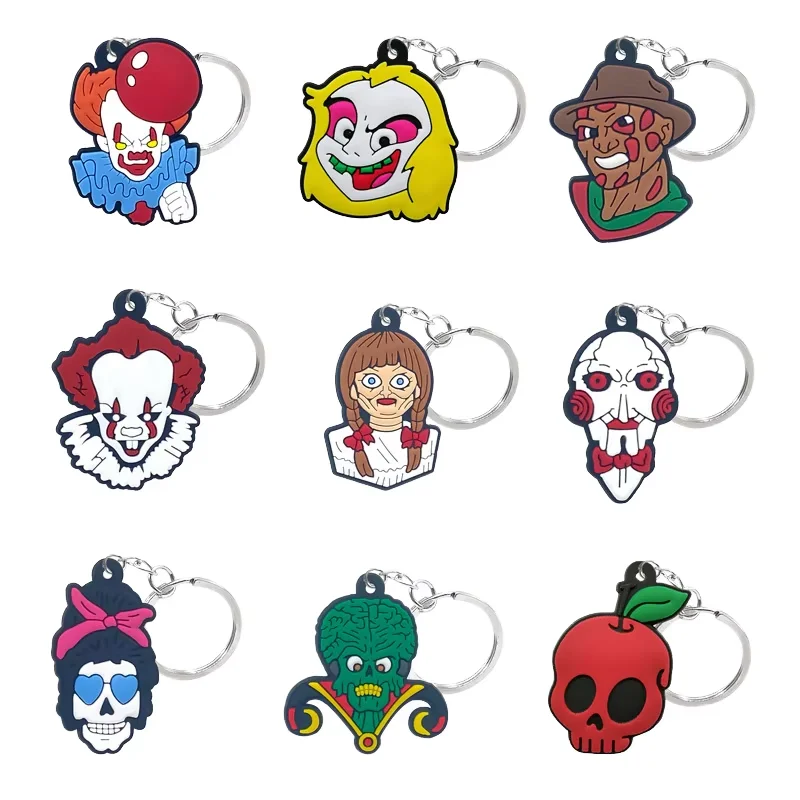 Factory Direct Customized Ready to Ship Wholesale Ring 2D Rubber Key Chain Halloween Horror Movie Soft PVC Keychain
