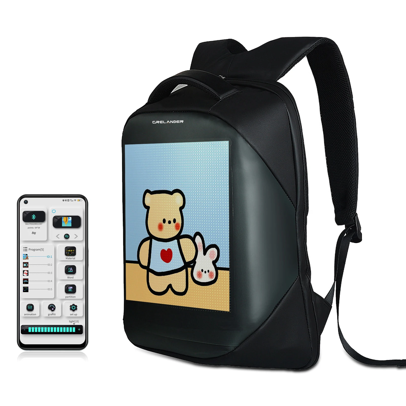 CRELANDER Smart Advertising LED Backpack Bags LED Display Screen Dynamic  Bags Wifi APP Control Walking for Man Women Mochilas