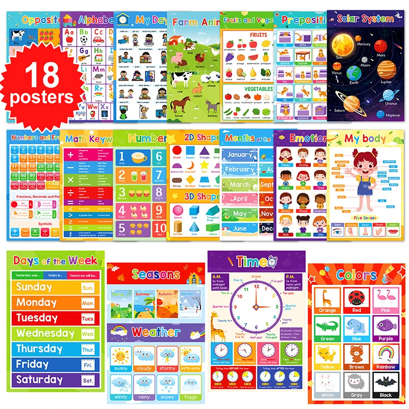 Custom PET Printing Educational Charts & Posters for Kids Learning ...