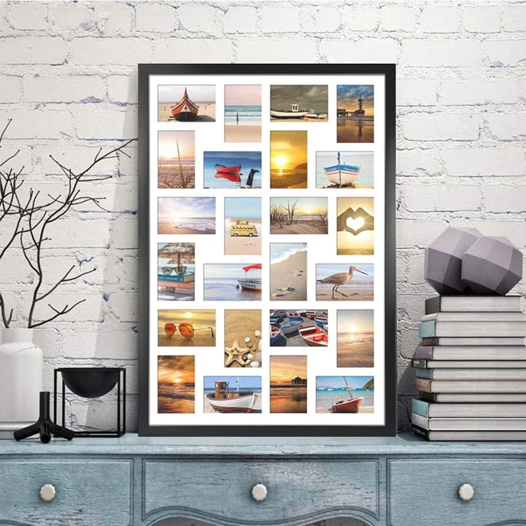 Pack 4x6 Picture Frames Collage with 24 Openings Multi Photo Frame for Wall Hanging Black