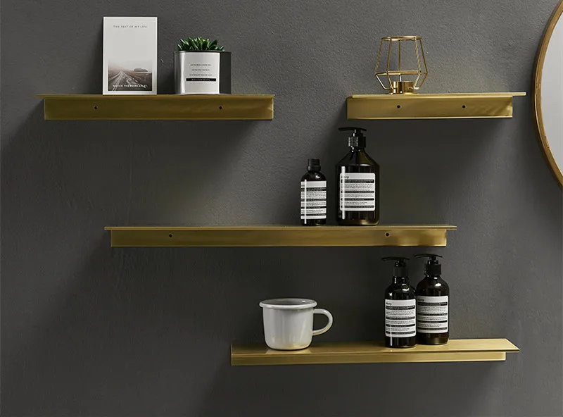 brushed gold shower shampoo storage shelf