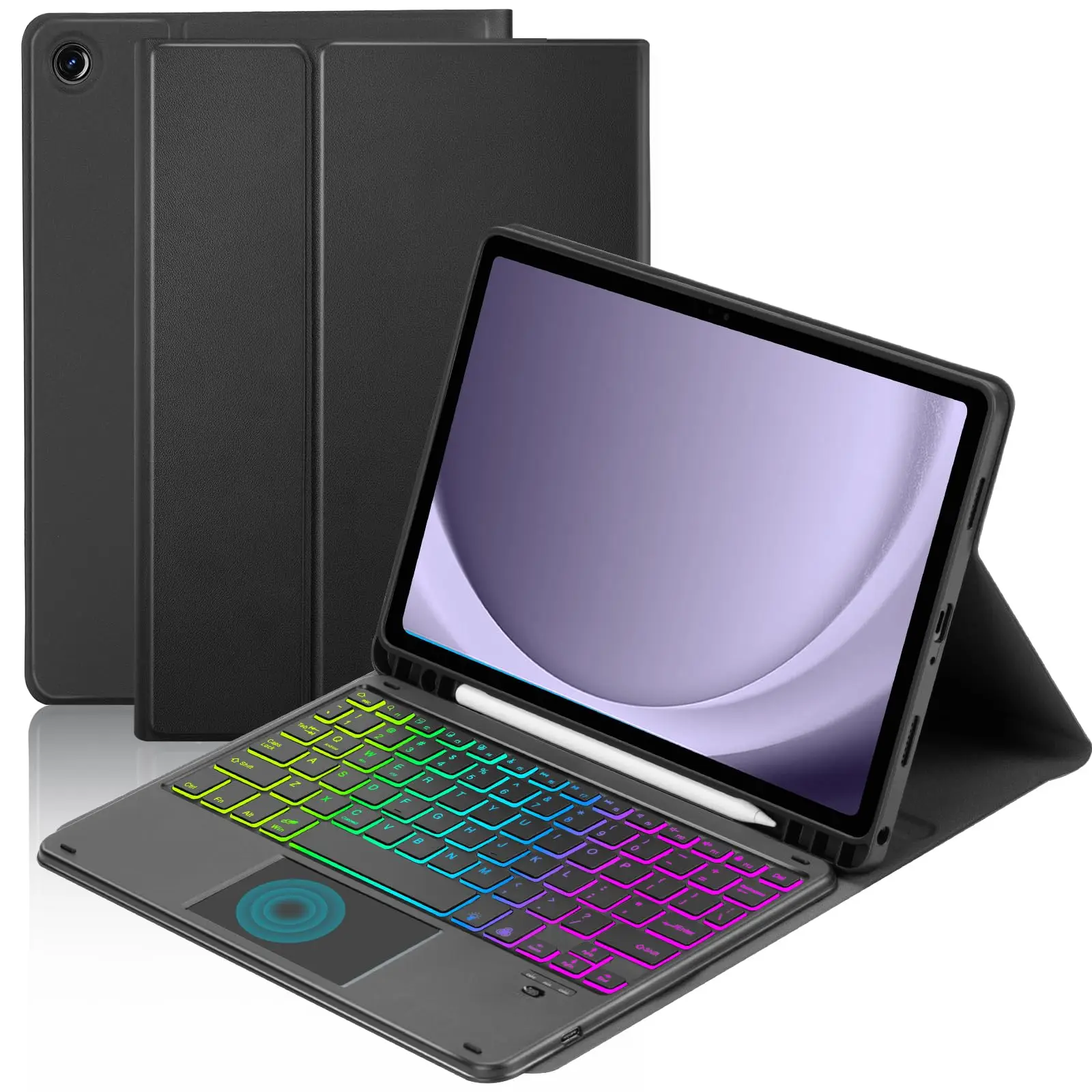 Funda con teclado mágico, retroiluminación de 7 colores, carga Type-C con soporte para lápiz, para Samsung Galaxy Tab A11 Plus/A9 Plus Laudtec