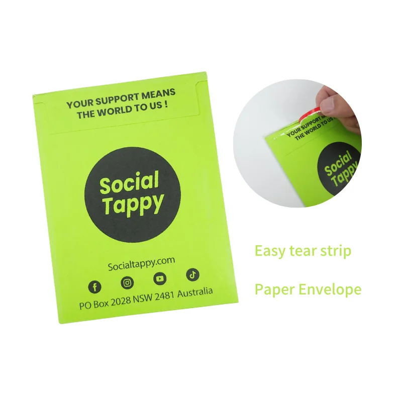 Custom Tear Off Strip Envelope Kraft Peel Strip Paper Envelope Eco Friendly Packaging With Pull Tab Tear Strip
