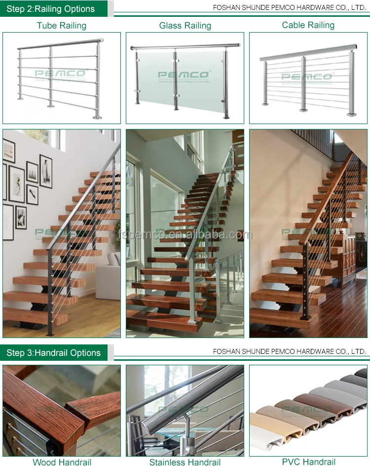 North American Modern Home Floating Stair With Glass Railing Prefab ...