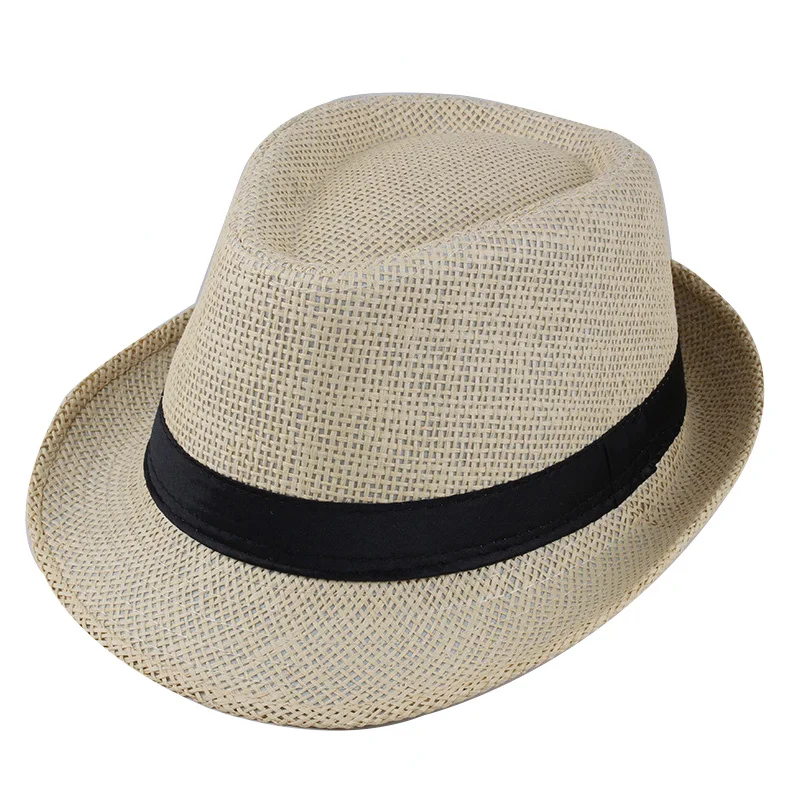 Straw Fedora Hat Summer Sun Protection Mens Paper Hats Cuban Straw Hat