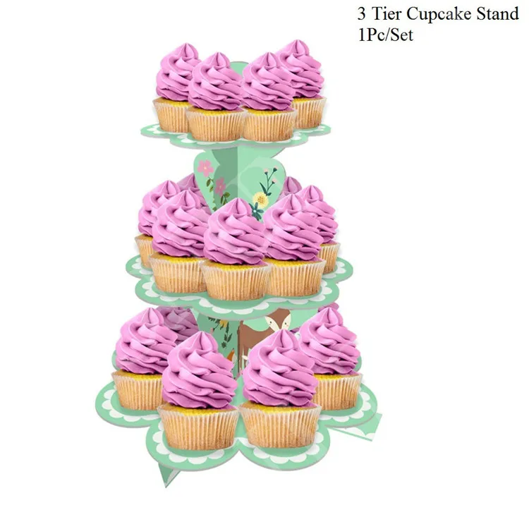 Pink Gold 3 Tier Cupcake Stand Baby Girl Shower party Decorations Dessert Tower 